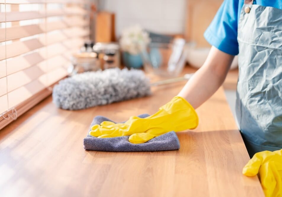 house keeping service female cleaning dust in house