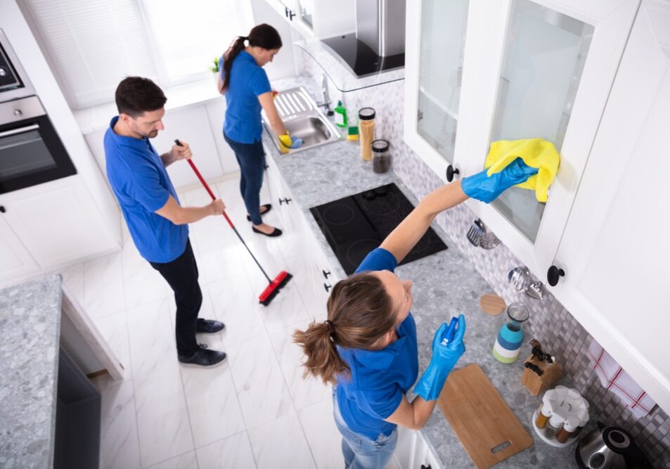 Janitors Cleaning the Kitchen